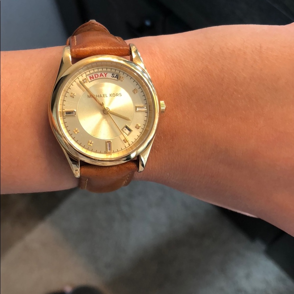 michael kors watch brown leather